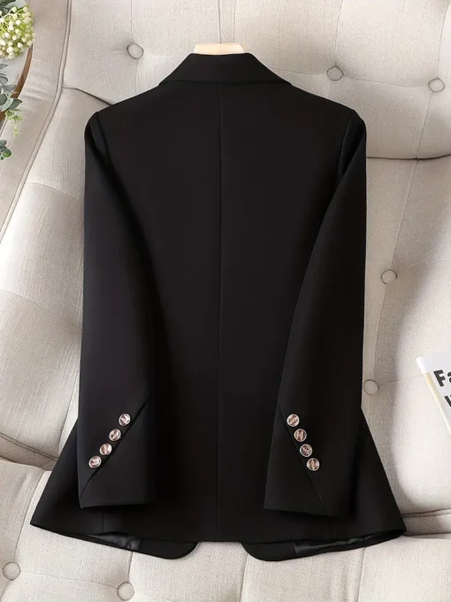 Women Notched Collar Button Front Blazer