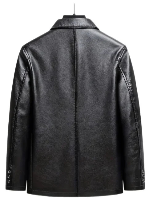 Men’s Solid Color Stylish PU Leather Jacket