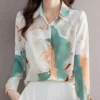 Graphic Tie Dye Print Button Front Blouse