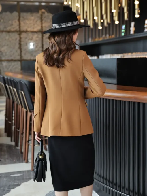 Women Notched Collar Button Front Blazer