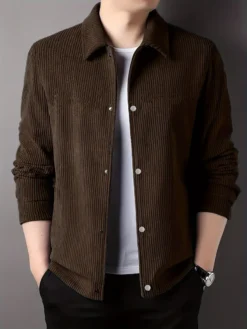 Men’s Casual Corduroy Ja...