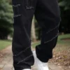 Men’s Loose Frayed Denim Trousers With Pockets