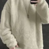 korean 1pc Men’S Casual Plush Long Sleeve Sweatshirt