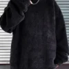 korean 1pc Men’S Casual Plush Long Sleeve Sweatshirt