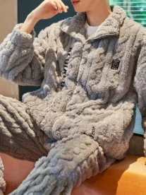 Alternative view of korean 2pcs Set of Teenage Boys's Flannel