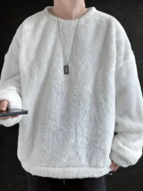 Alternative view of korean 1pc Men'S Casual Plush Long Sleeve Sweatshirt