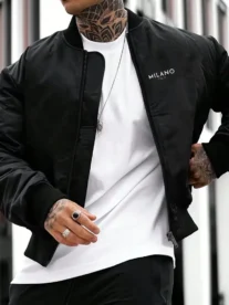 Alternative view of Men's Stylish Letter Print Bomber Jacket